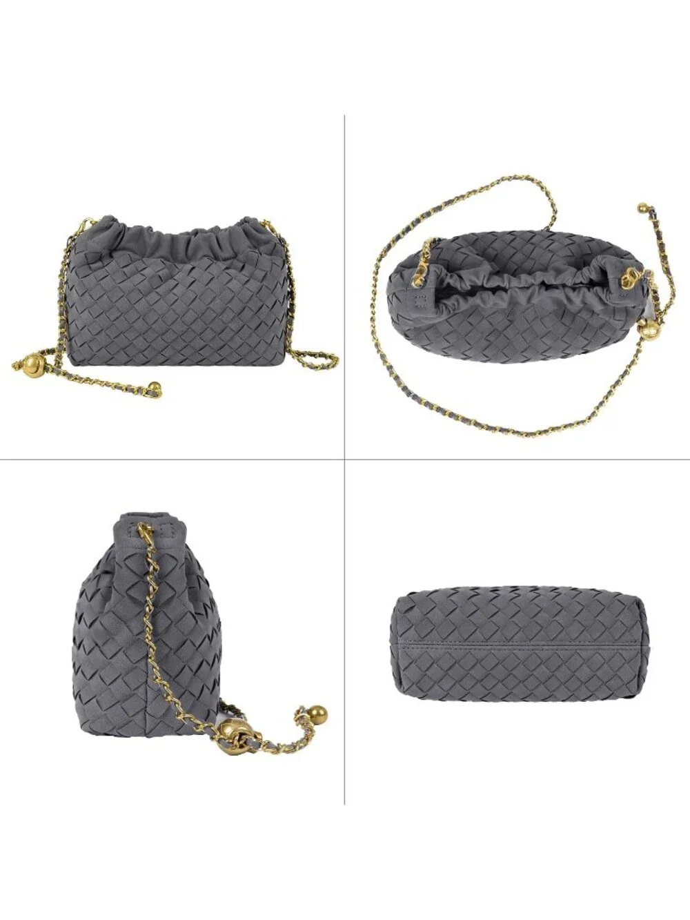 👜 Women's Grey Faux Leather Crossbody Bag Trendy Dumpling Evening Purse